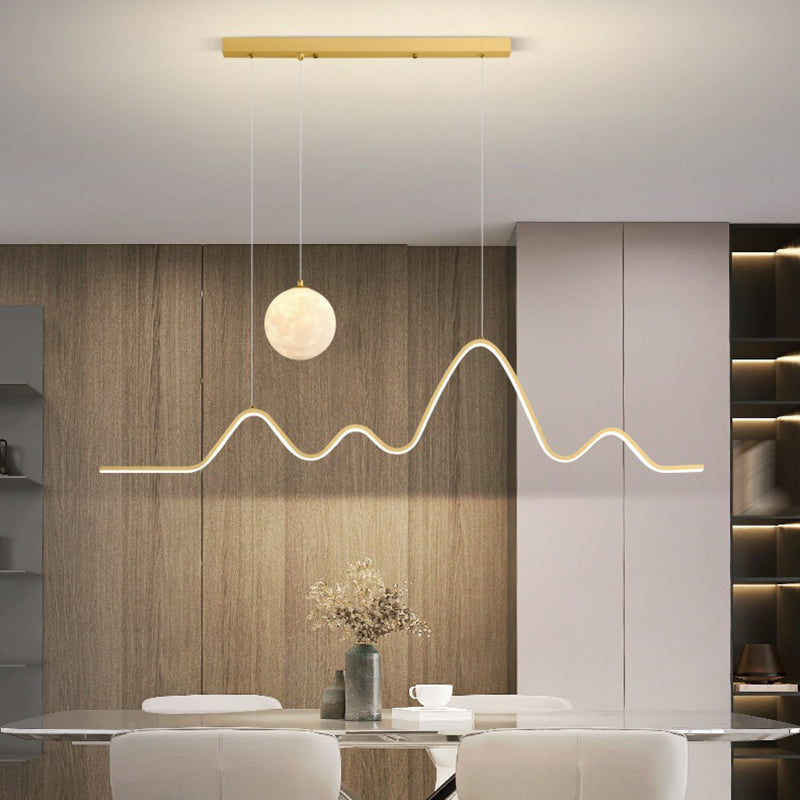 Modern Style Linear Shape Island Lights Metal 2 Light Chandelier for Living Room