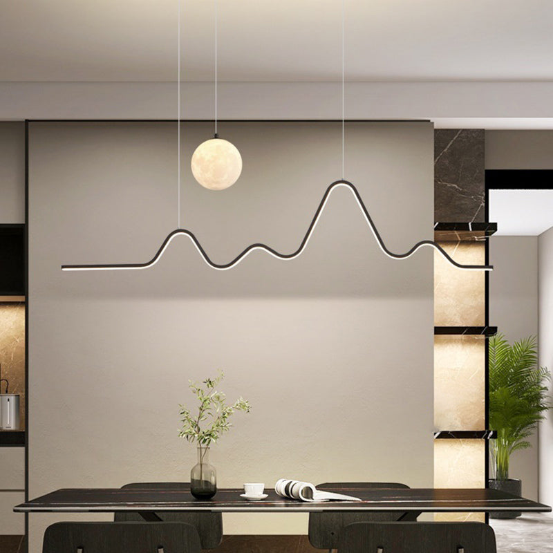 Modern Style Linear Shape Island Lights Metal 2 Light Chandelier for Living Room