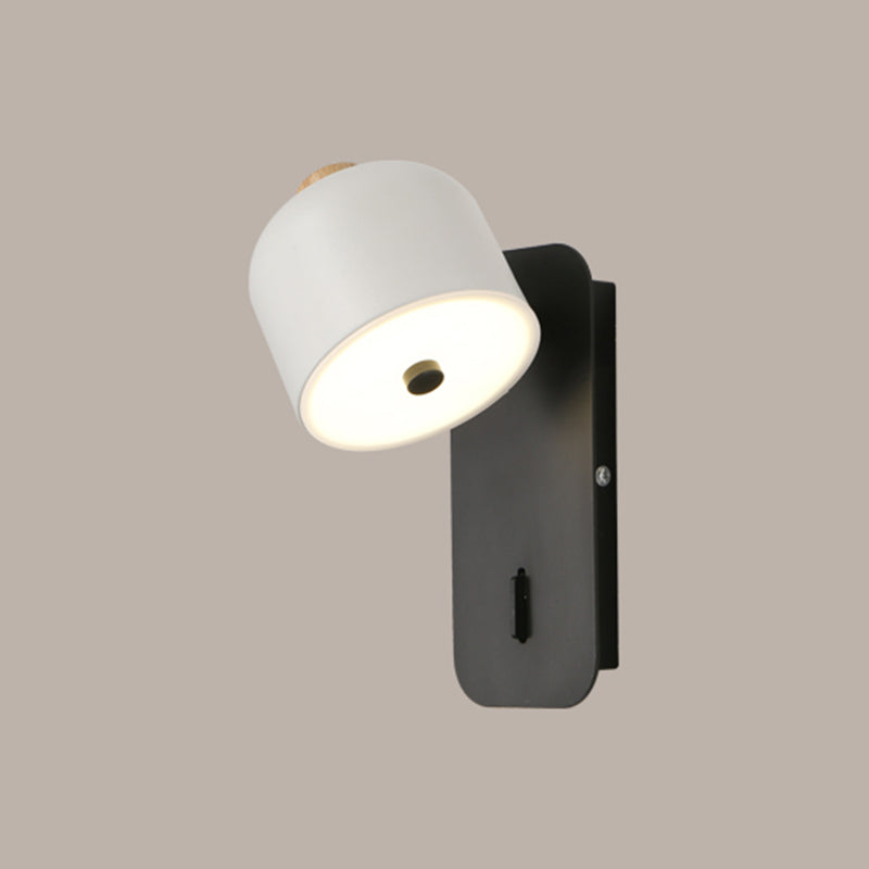Modern Simple Iron Wall Light Cylinder Shape Rotatable Wall Lamp for Bedroom