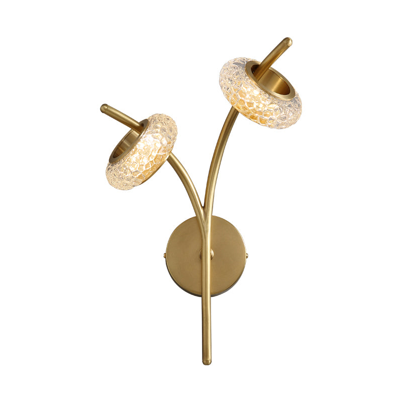 Modern Metal Wall Sconce Circular Shape Wall Light with Glass Shade for Bedroom