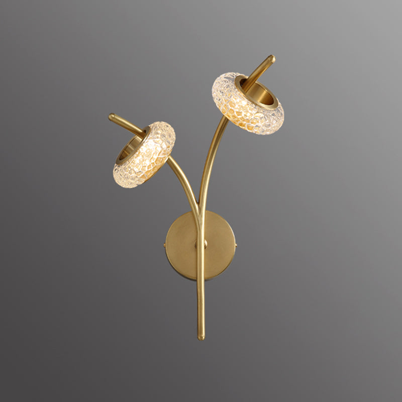 Modern Metal Wall Sconce Circular Shape Wall Light with Glass Shade for Bedroom