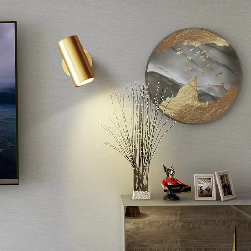 Modern Wall Sconce Cylinder Shape Wall Light with Metal Shade for Bedroom