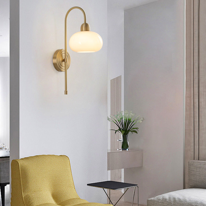 Modern Style Wall Lamp 1-Light Wall Mount Lamp with Glass Shade for Bedroom