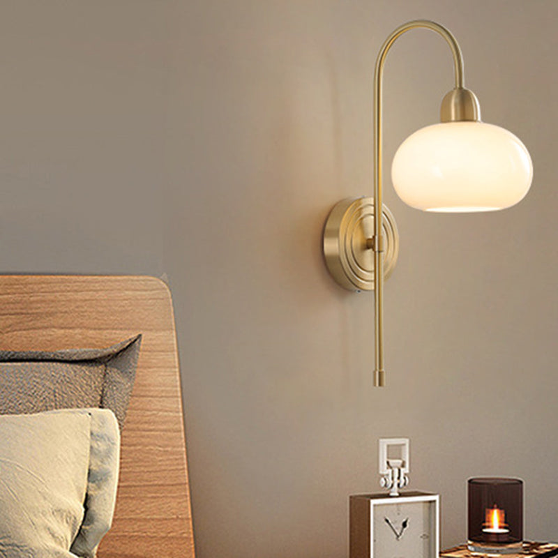 Modern Style Wall Lamp 1-Light Wall Mount Lamp with Glass Shade for Bedroom