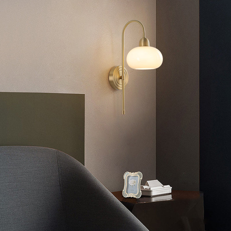 Modern Style Wall Lamp 1-Light Wall Mount Lamp with Glass Shade for Bedroom