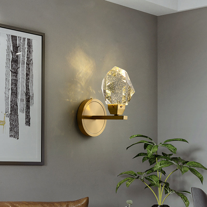 Modern Metal Wall Sconce Geometric Shape Wall Light with Crystal Shade for Bedroom