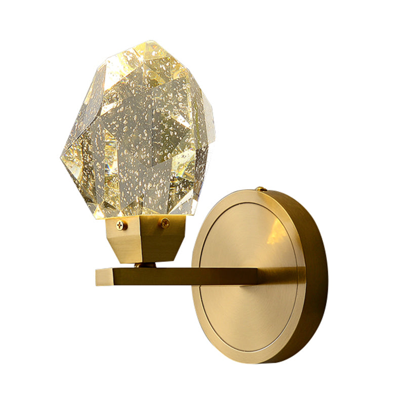 Modern Metal Wall Sconce Geometric Shape Wall Light with Crystal Shade for Bedroom