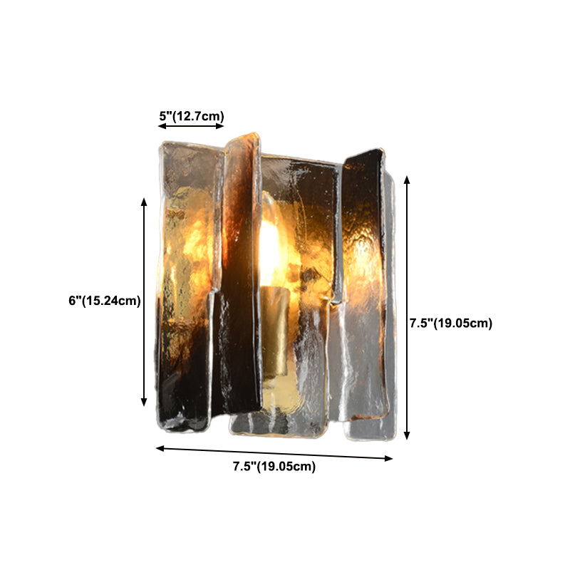 Modern Metal Wall Sconce Geometric Shape Wall Light with Glass Shade for Bedroom