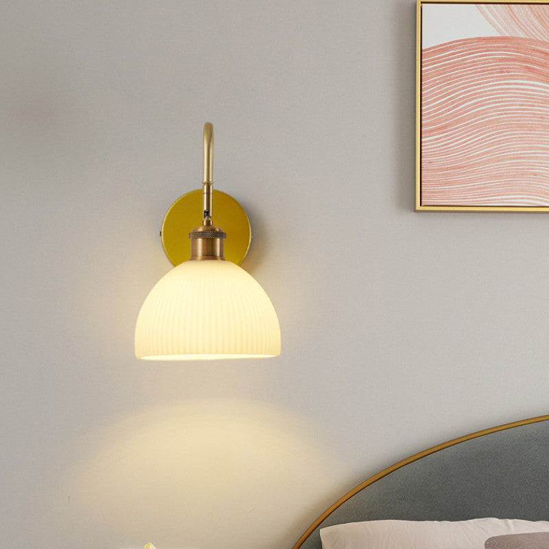 1-Light Wall Lamp Modern Wall Mount Lamp with Glass Shade for Bedroom
