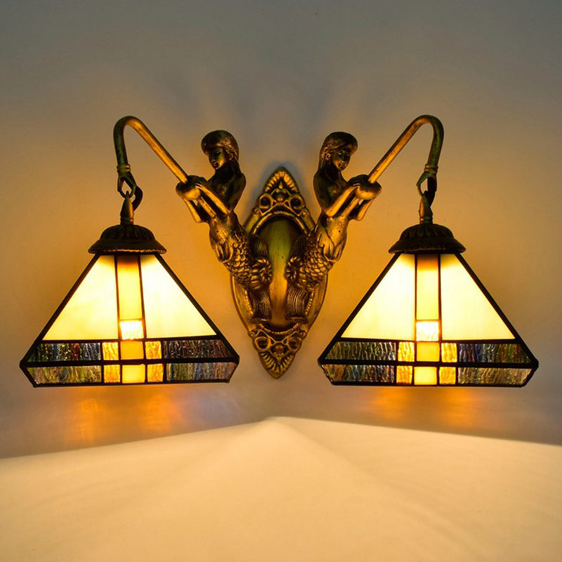 Tiffany Geometric Vanity Wall Lights Glass 2-Light Vanity Wall Light Fixtures