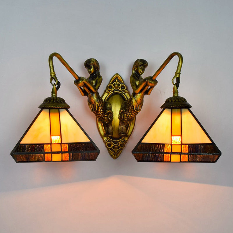 Tiffany Geometric Vanity Wall Lights Glass 2-Light Vanity Wall Light Fixtures