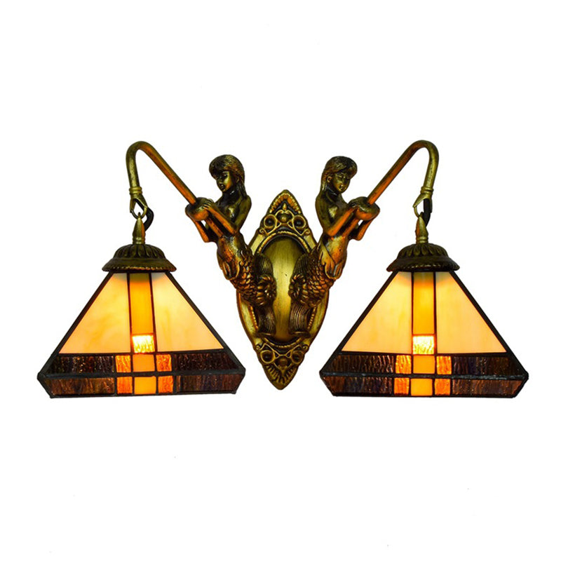 Tiffany Geometric Vanity Wall Lights Glass 2-Light Vanity Wall Light Fixtures