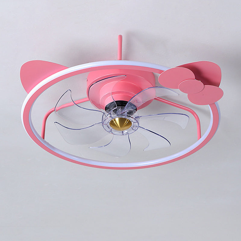 7-Blade Metal Ceiling Fan Children Pink Fan with Light for Room