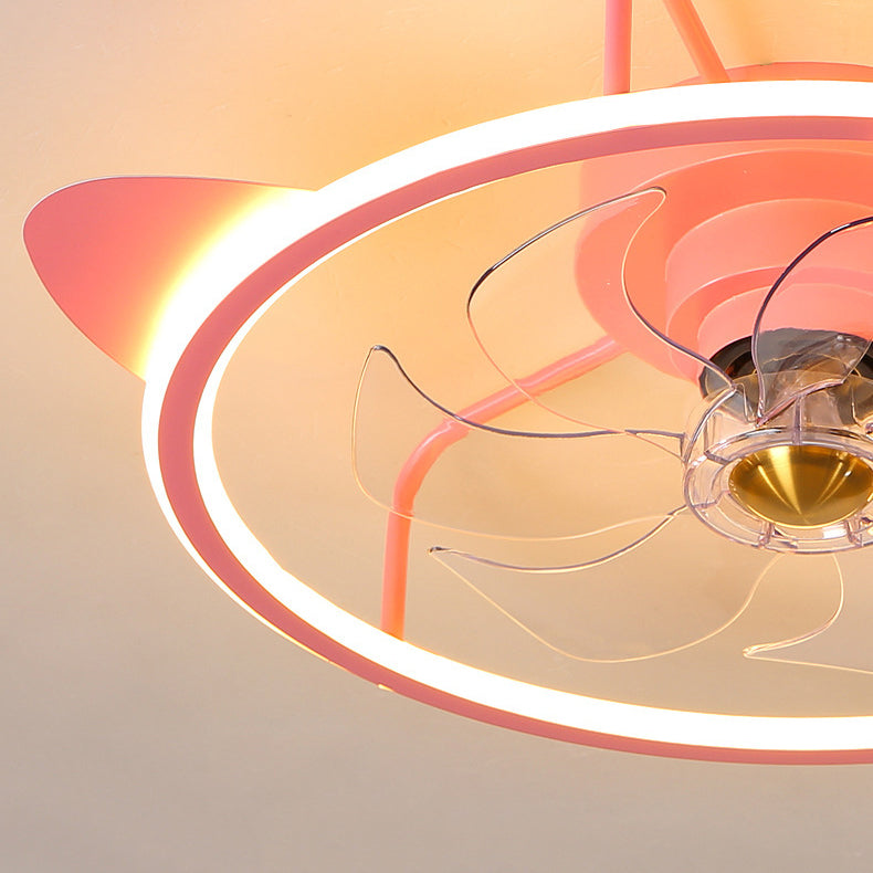 7-Blade Metal Ceiling Fan Children Pink Fan with Light for Room