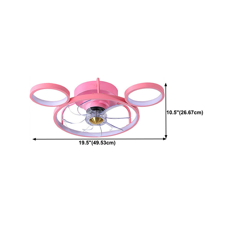 7-Blade Metal Ceiling Fan Children Pink Fan with Light for Room