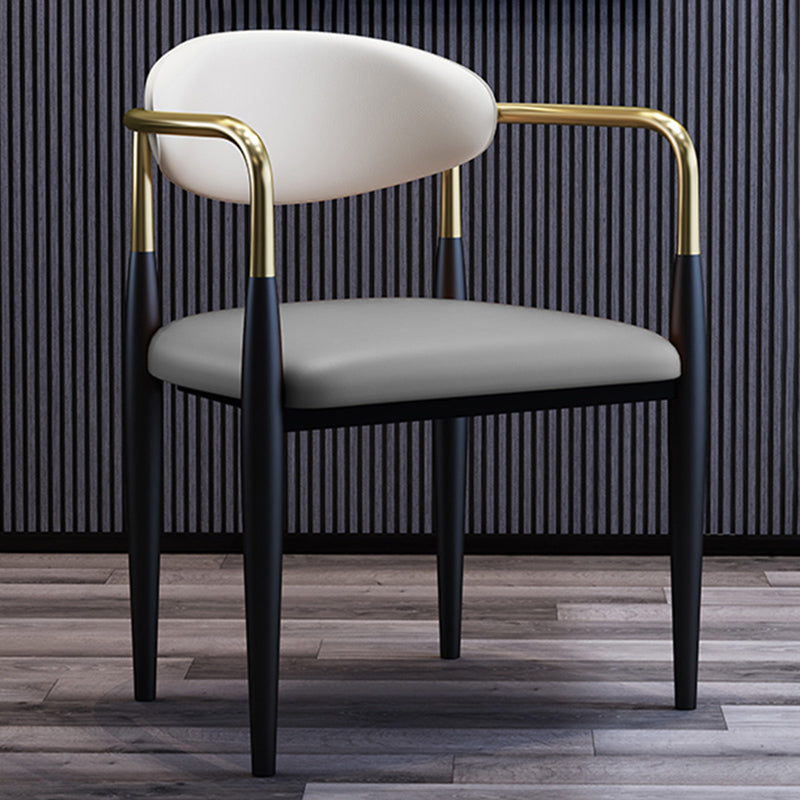 Metallic Finish Side Chair with Arms Metal Industrial Dining Chair