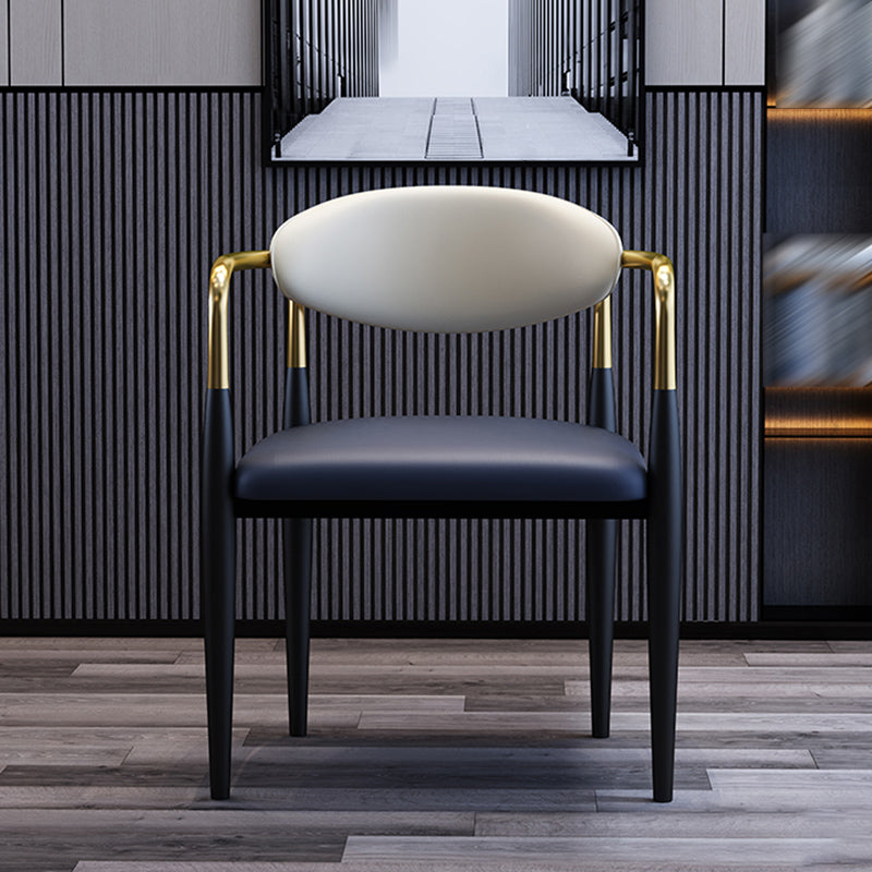 Metallic Finish Side Chair with Arms Metal Industrial Dining Chair