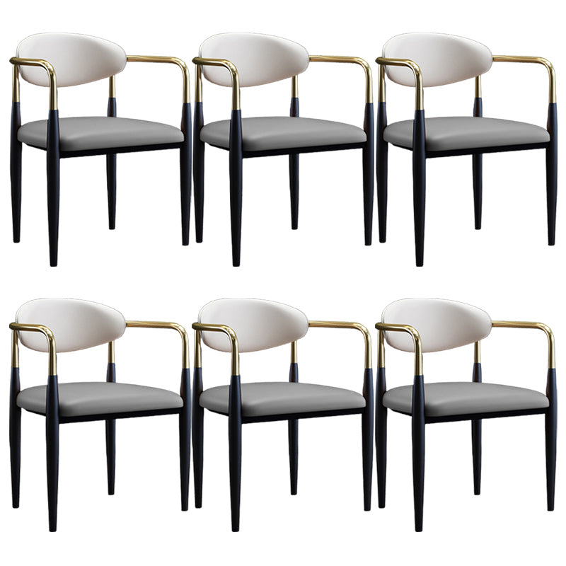 Metallic Finish Side Chair with Arms Metal Industrial Dining Chair