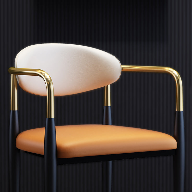 Metallic Finish Side Chair with Arms Metal Industrial Dining Chair