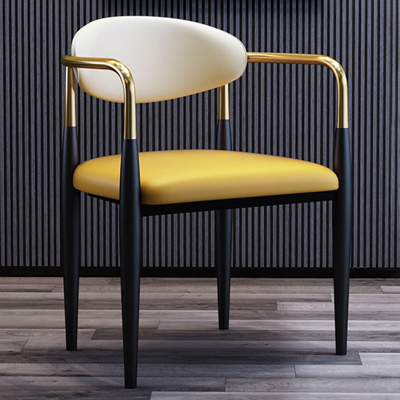 Metallic Finish Side Chair with Arms Metal Industrial Dining Chair