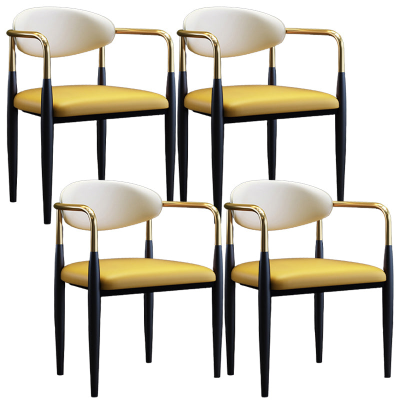 Metallic Finish Side Chair with Arms Metal Industrial Dining Chair