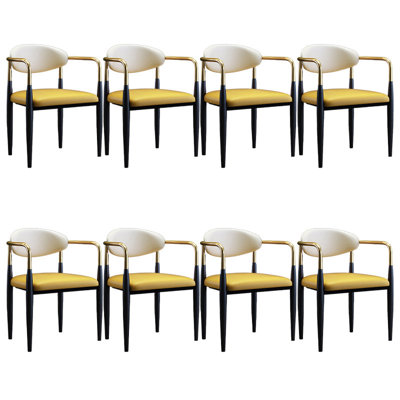 Metallic Finish Side Chair with Arms Metal Industrial Dining Chair