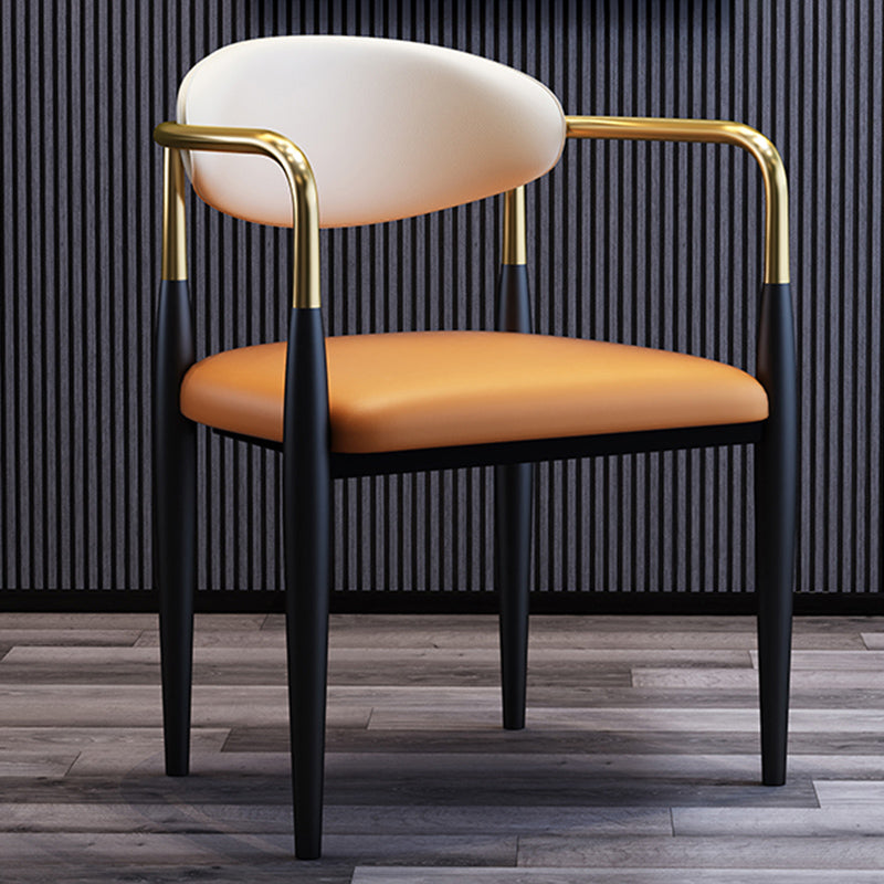 Metallic Finish Side Chair with Arms Metal Industrial Dining Chair