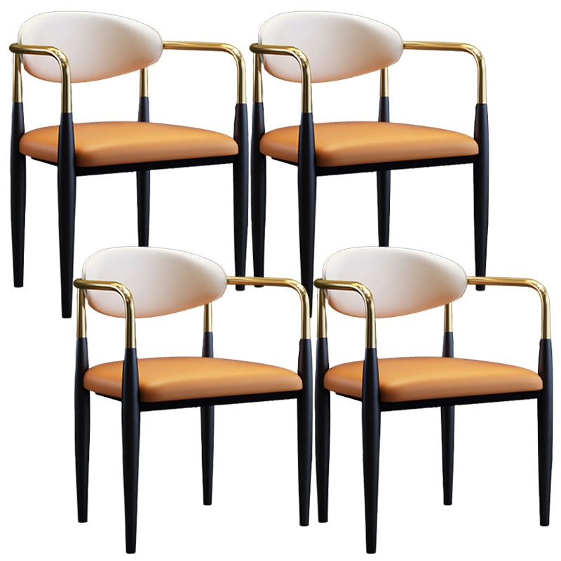 Metallic Finish Side Chair with Arms Metal Industrial Dining Chair