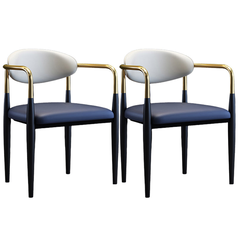 Metallic Finish Side Chair with Arms Metal Industrial Dining Chair