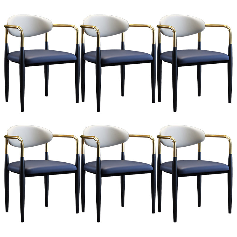 Metallic Finish Side Chair with Arms Metal Industrial Dining Chair