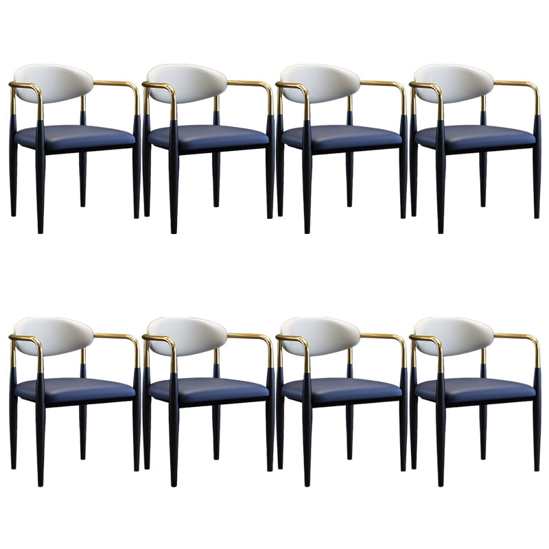 Metallic Finish Side Chair with Arms Metal Industrial Dining Chair