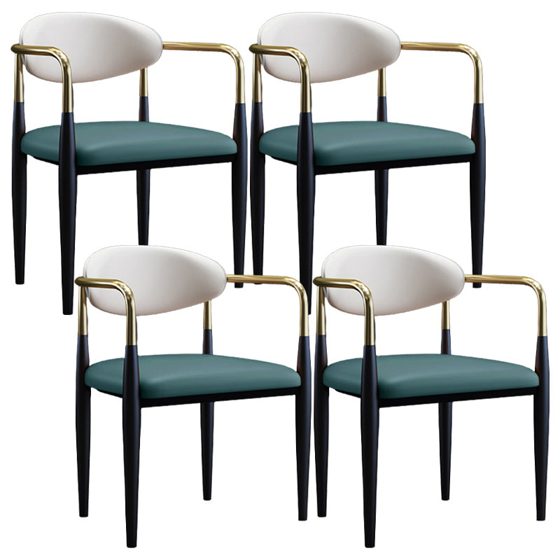 Metallic Finish Side Chair with Arms Metal Industrial Dining Chair