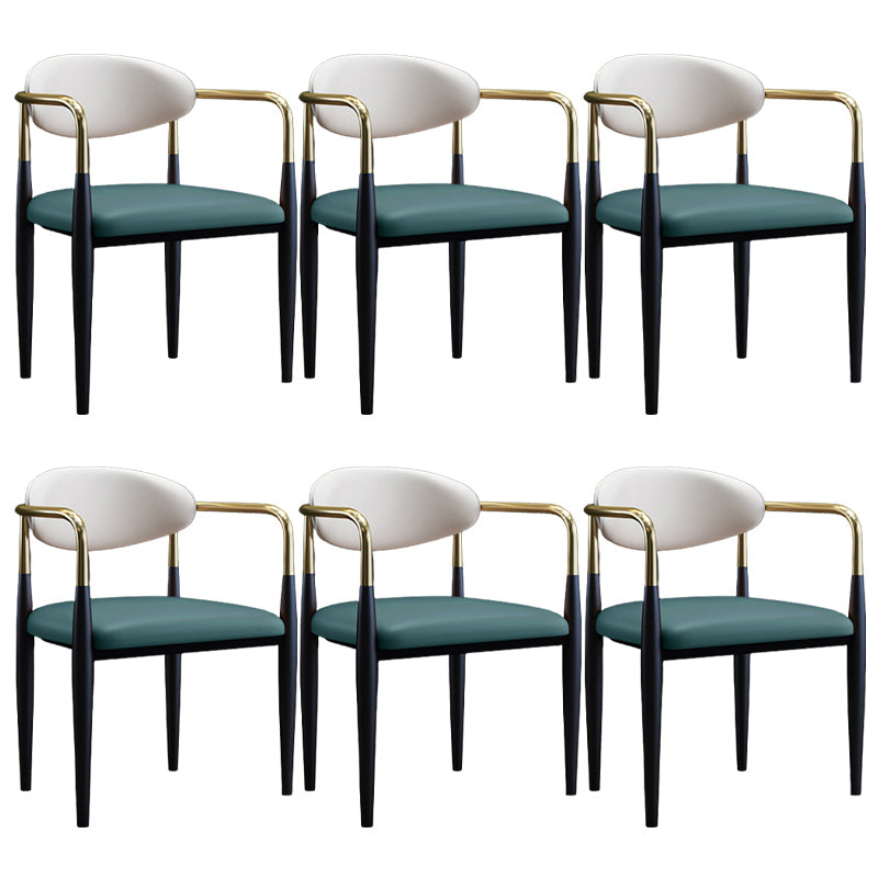 Metallic Finish Side Chair with Arms Metal Industrial Dining Chair