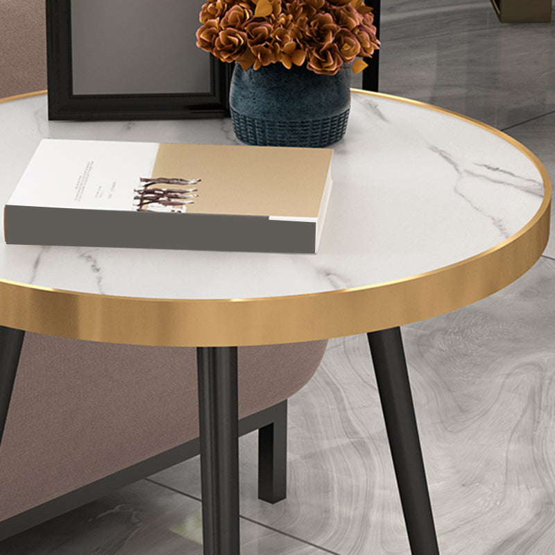 Modernistic Metal 3 Legs End Table Round Slate Top Side End Table