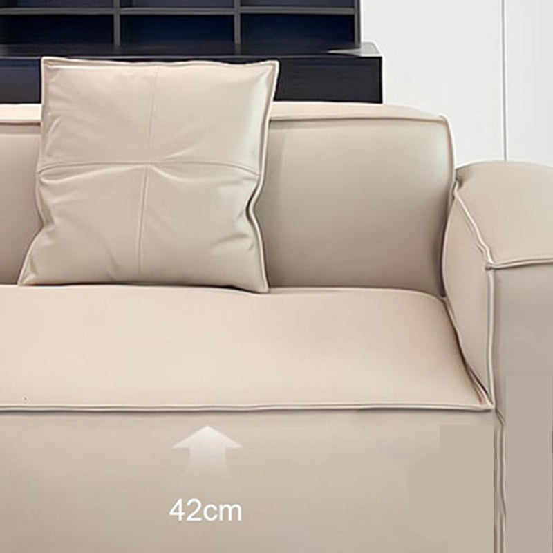 Modern 4-seat Square Arm Sofa 110.23" Wide Beige Faux Leather Sofa
