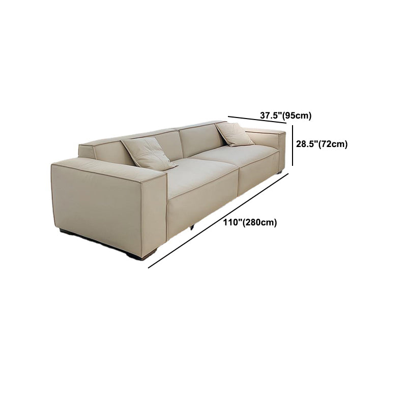 Modern 4-seat Square Arm Sofa 110.23" Wide Beige Faux Leather Sofa