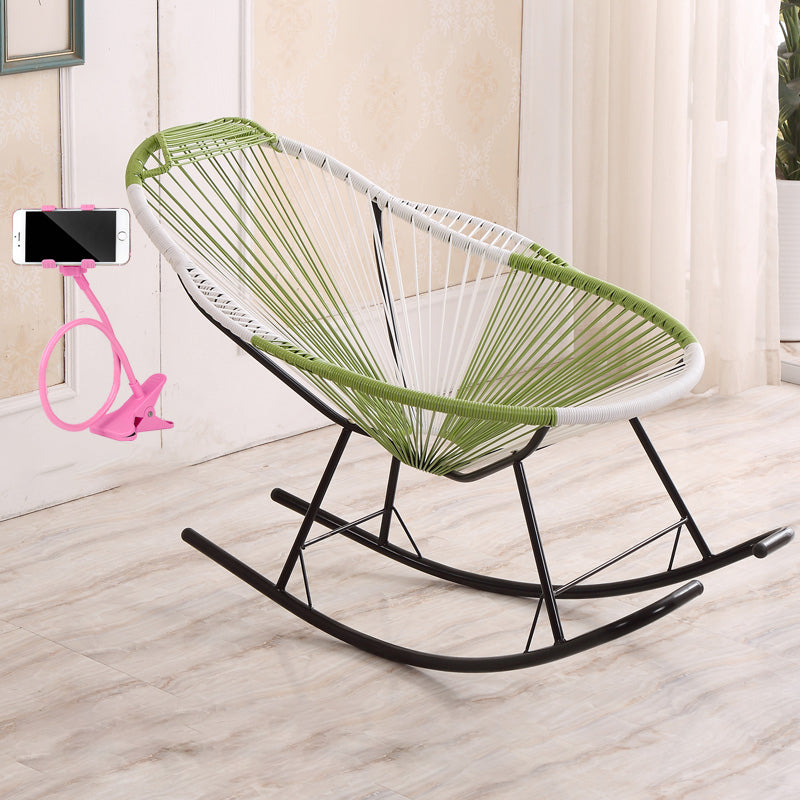 Stylish Rocking Accent Chair Woven Rope Color Block Indoor Rocking Chair