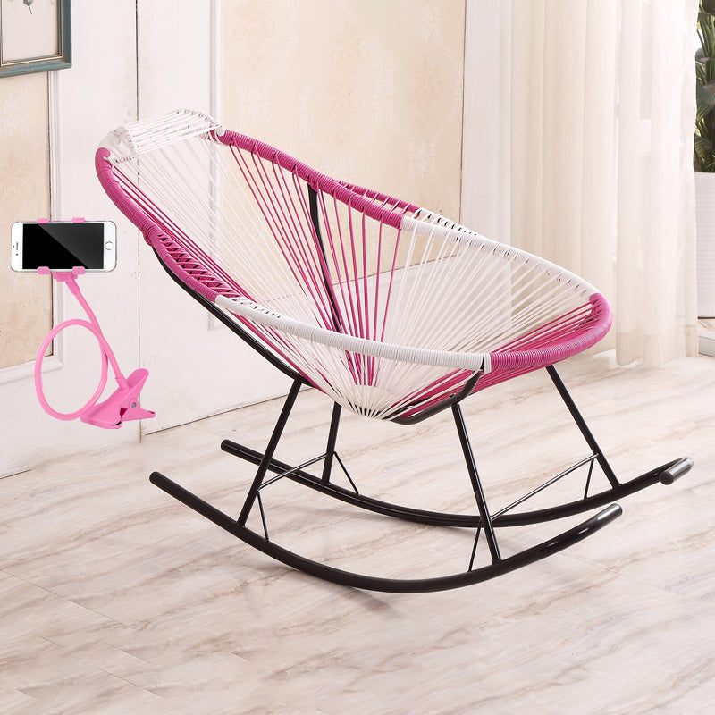 Stylish Rocking Accent Chair Woven Rope Color Block Indoor Rocking Chair