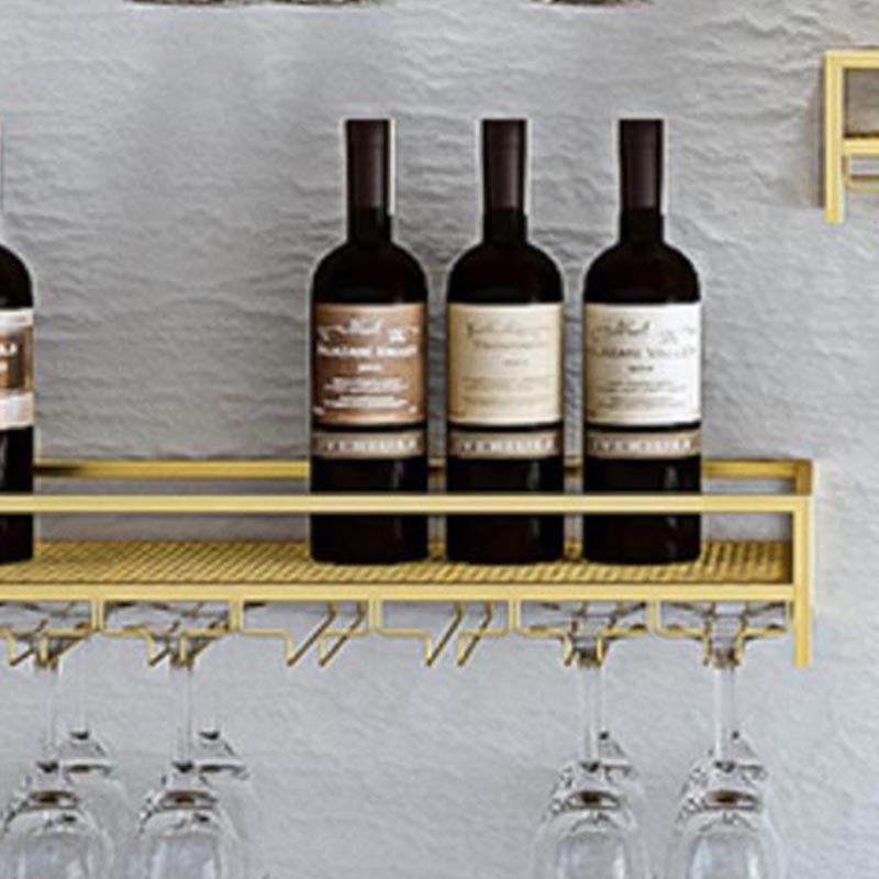 Metal Wall Mounted Wine Bottle & Glass Rack Modern Wine Holder Rack
