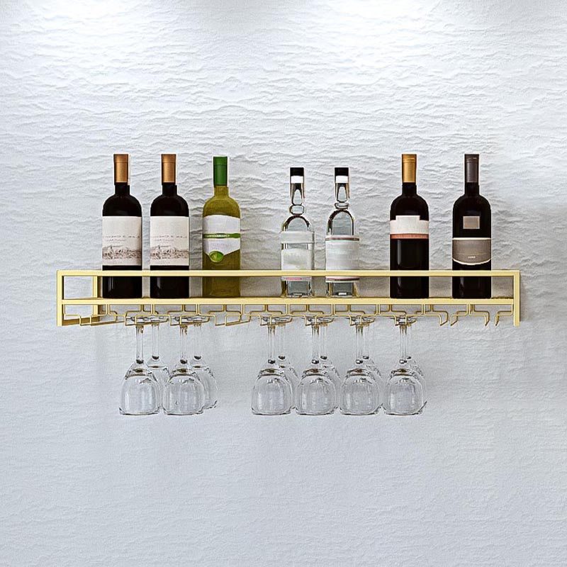 Metal Wall Mounted Wine Bottle & Glass Rack Modern Wine Holder Rack