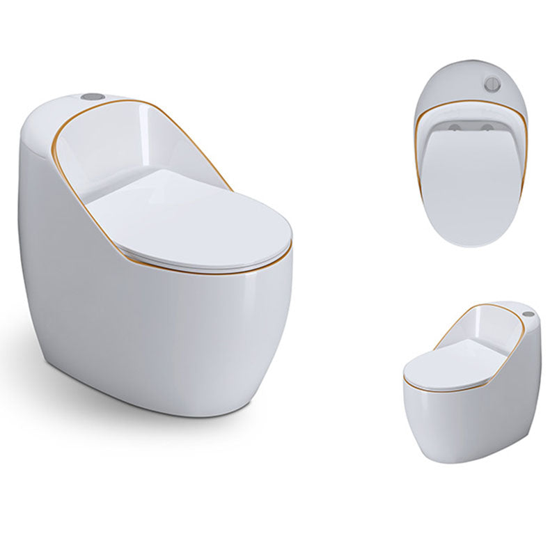1-Piece Round Toilet Bowl 1.2 GPF Siphon Jet Flush Toilet for Bathroom