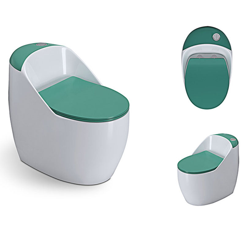 1-Piece Round Toilet Bowl 1.2 GPF Siphon Jet Flush Toilet for Bathroom