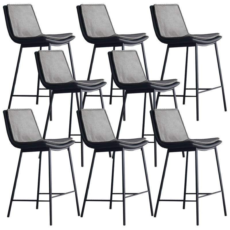 Industrial PU Leather Barstools Metal Base Bar Stool for Living Room