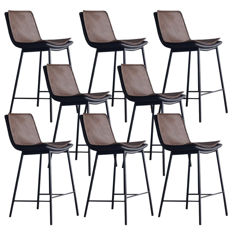 Industrial PU Leather Barstools Metal Base Bar Stool for Living Room