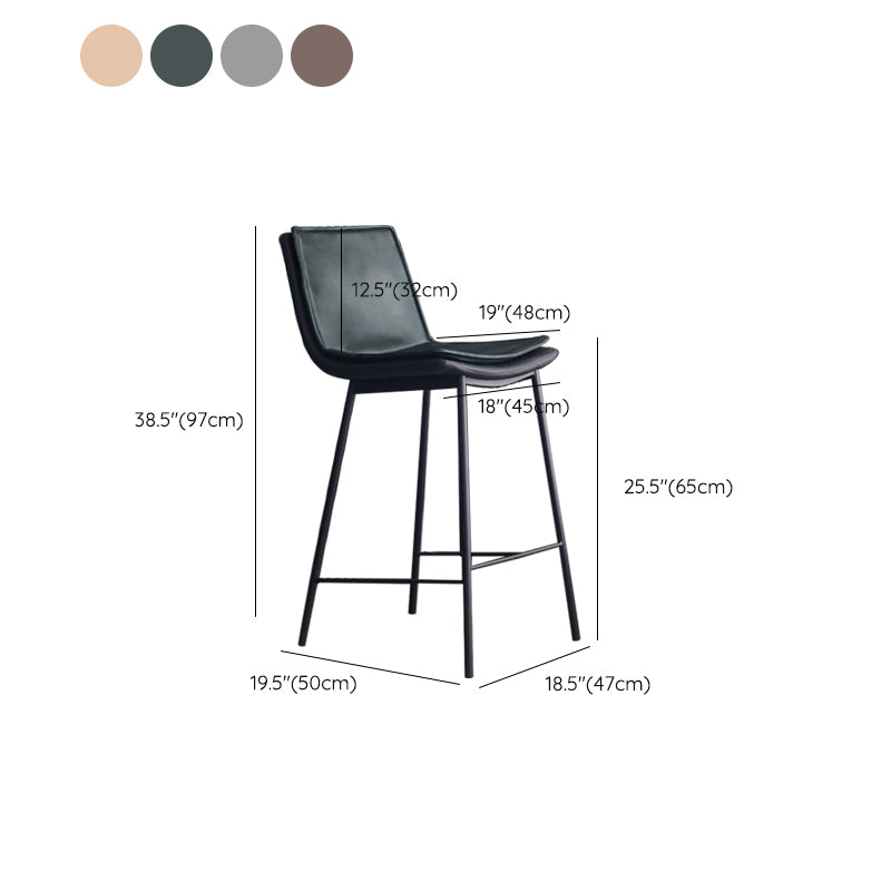 Industrial PU Leather Barstools Metal Base Bar Stool for Living Room