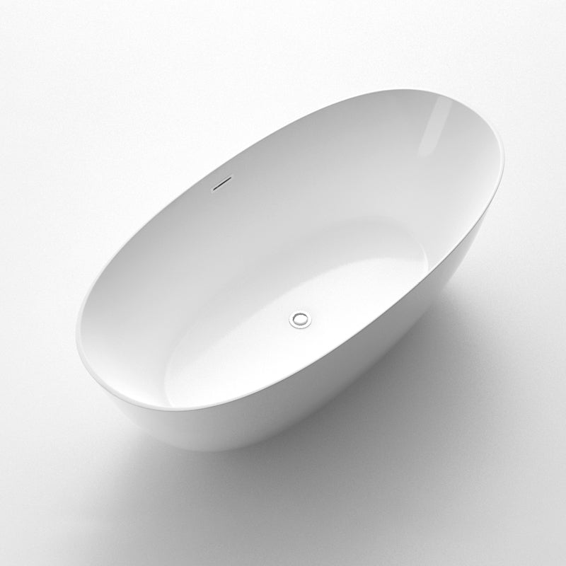 Soaking Oval Freestanding Bathtub Modern Acrylic Bathtub with Overflow Trim