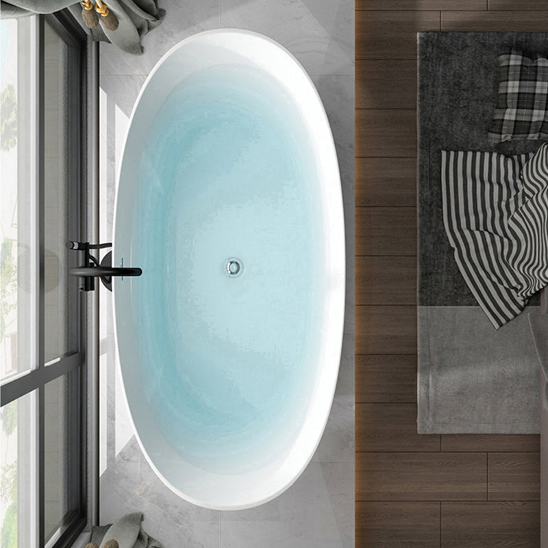 Soaking Oval Freestanding Bathtub Modern Acrylic Bathtub with Overflow Trim