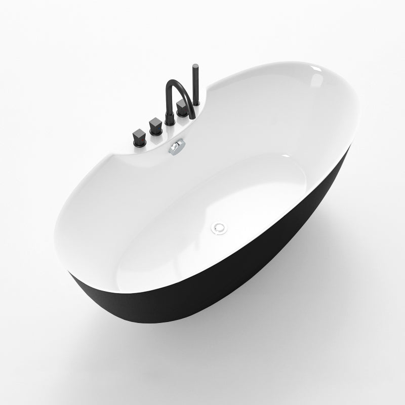 Soaking Oval Freestanding Bathtub Modern Acrylic Bathtub with Overflow Trim