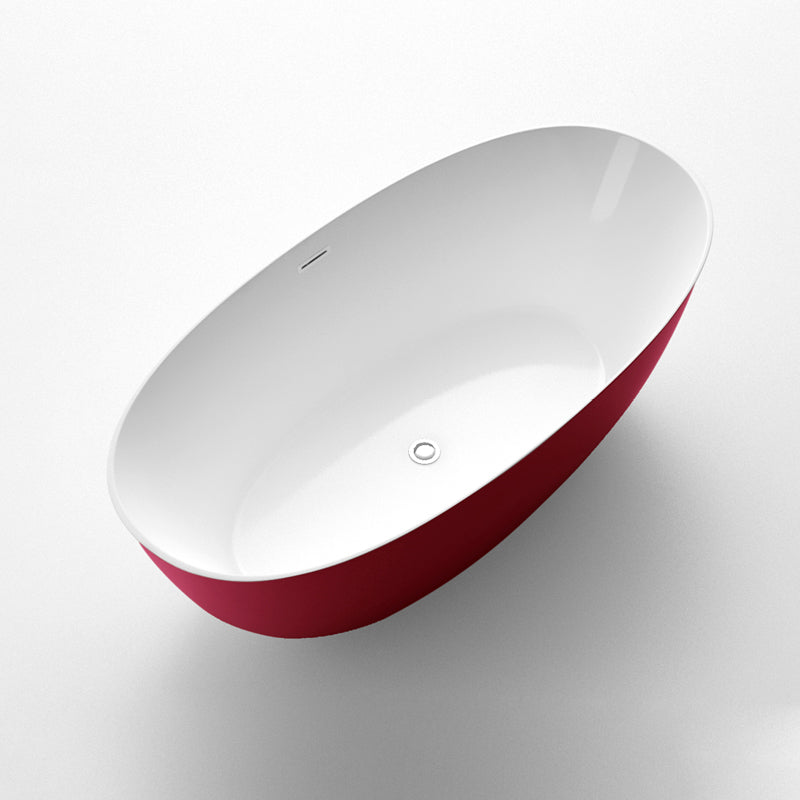 Soaking Oval Freestanding Bathtub Modern Acrylic Bathtub with Overflow Trim