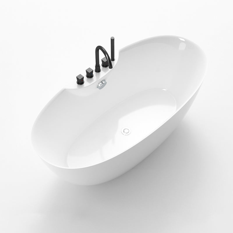Soaking Oval Freestanding Bathtub Modern Acrylic Bathtub with Overflow Trim